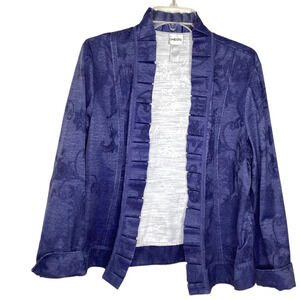 Chicos Chambray Blazer Jacket Open Front